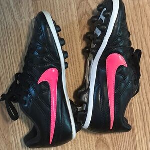 Nike Black Cleats with Hot Pink Swoosh - Size 12C